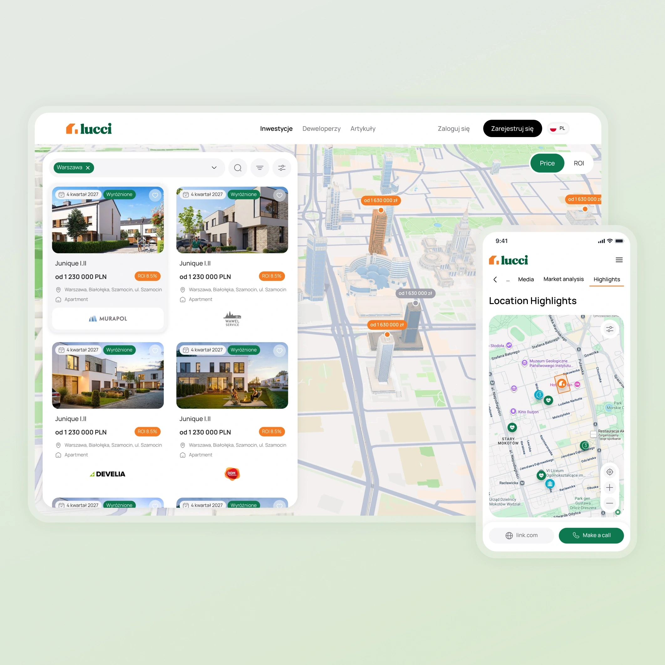 Lucci interactive property map and mobile project details