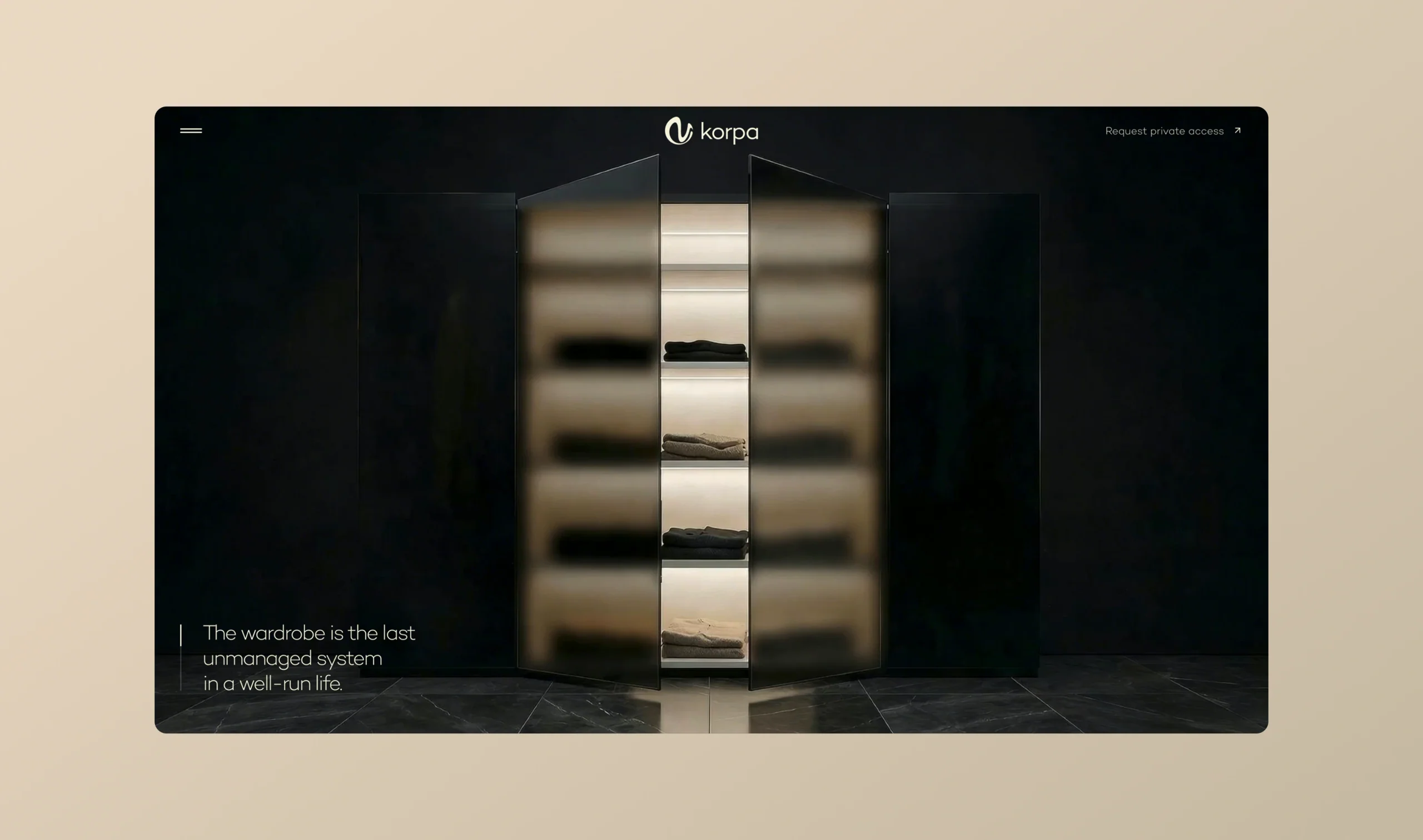 Korpa immersive wardrobe product scene
